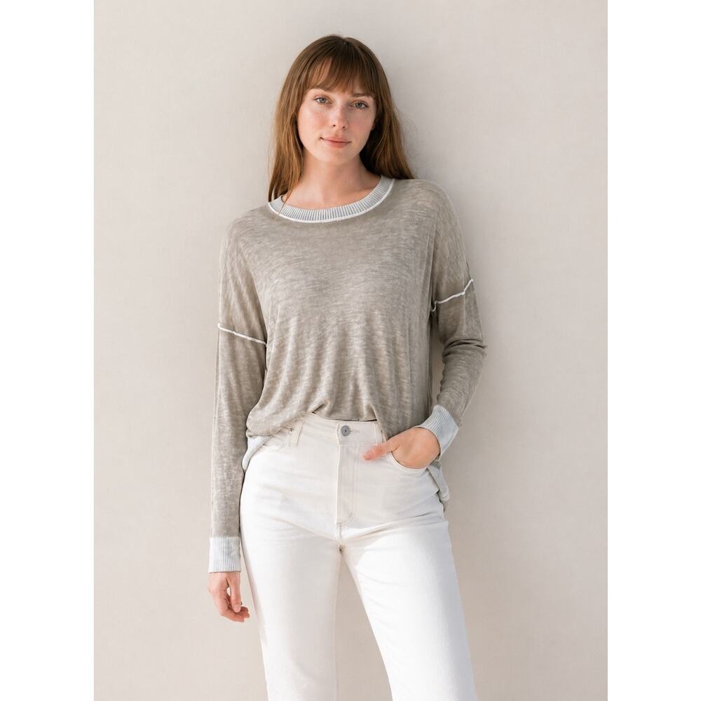 Mersea Saltwash Sweater Bamboo Cashmere Blend Cream Tan Medium Lightweight NWT